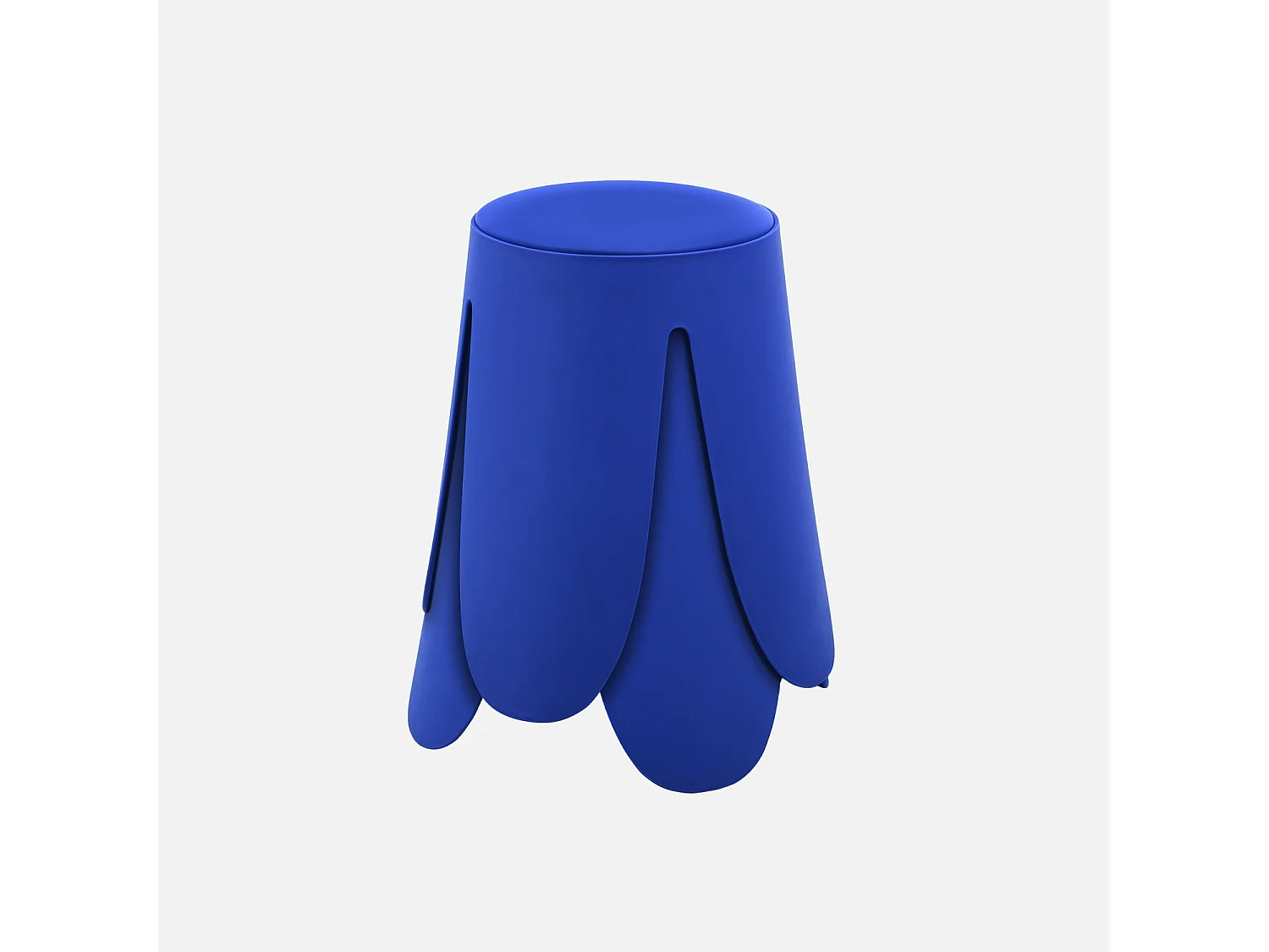 Set de 2 tabourets empilables. simili cuir bleu. NIKI. Ø30 / 44 x H46cm