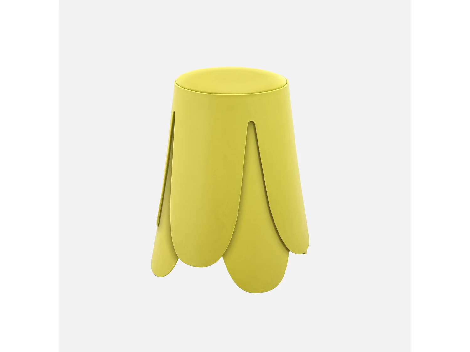 Set de 2 tabourets empilables. simili cuir jaune. NIKI. Ø30 / 44 x H46cm