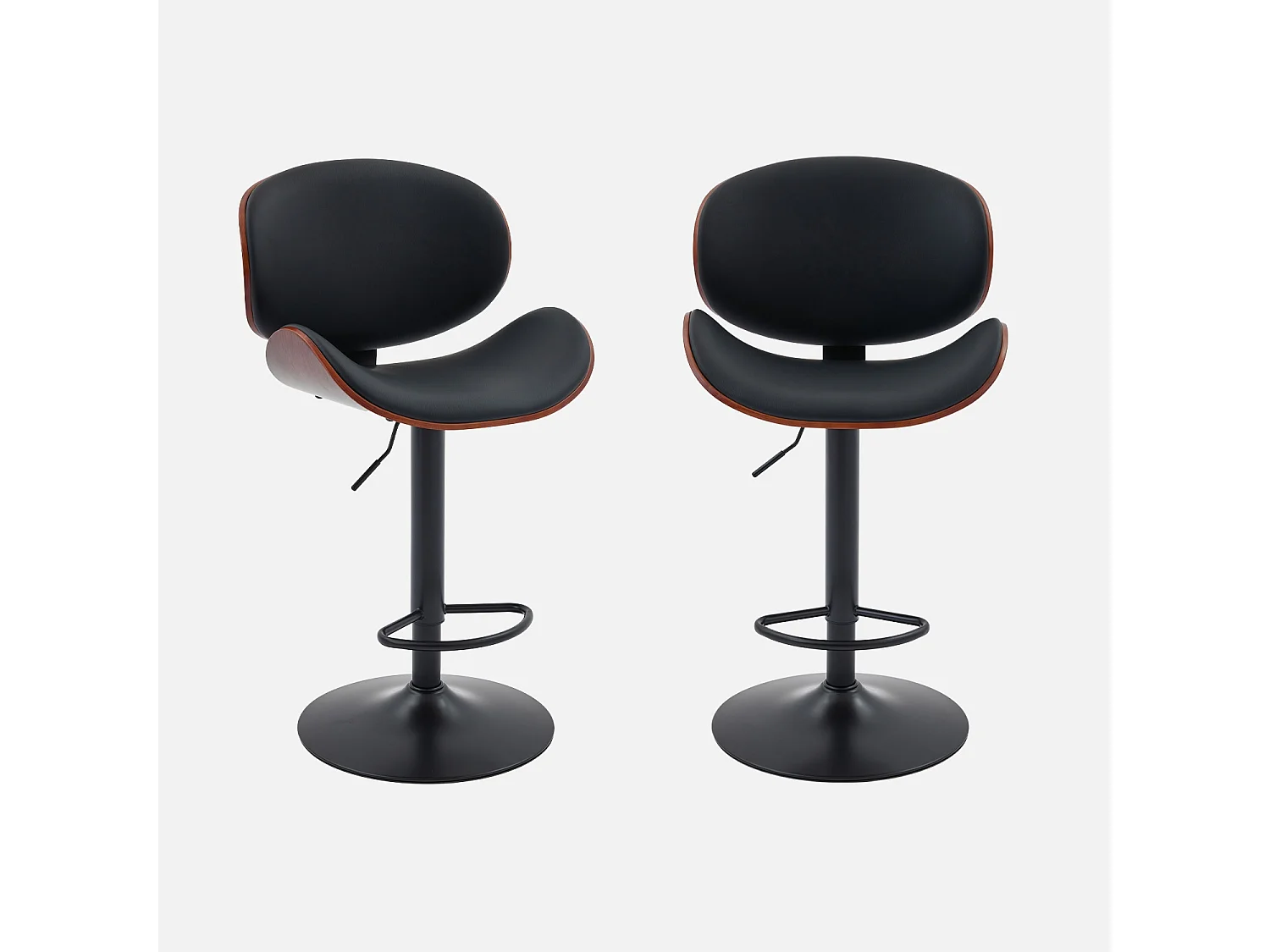 Set di 2 sgabelli da bar regolabile decorazione legno curvato e