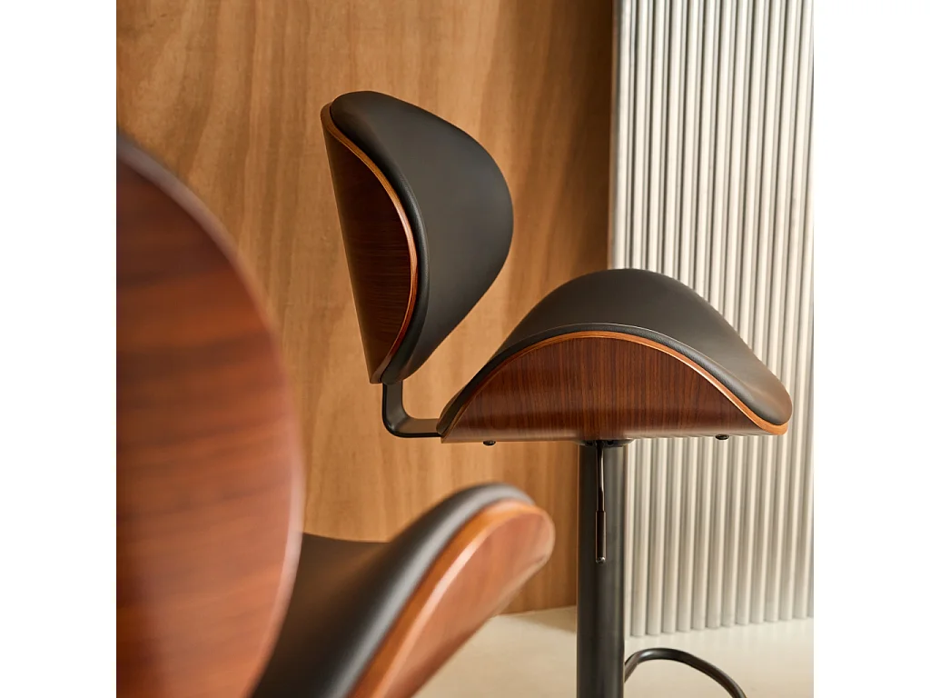 Set di 2 sgabelli da bar regolabile decorazione legno curvato e