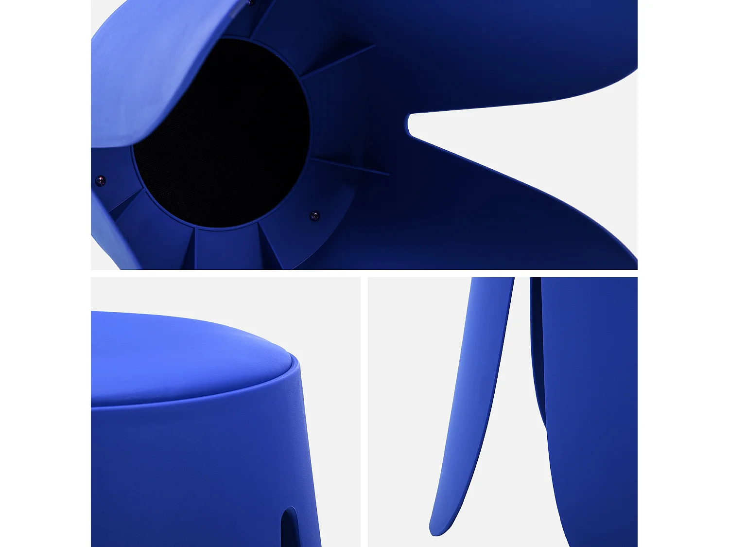 Set 4 sgabelli impilabili in ecopelle, blu