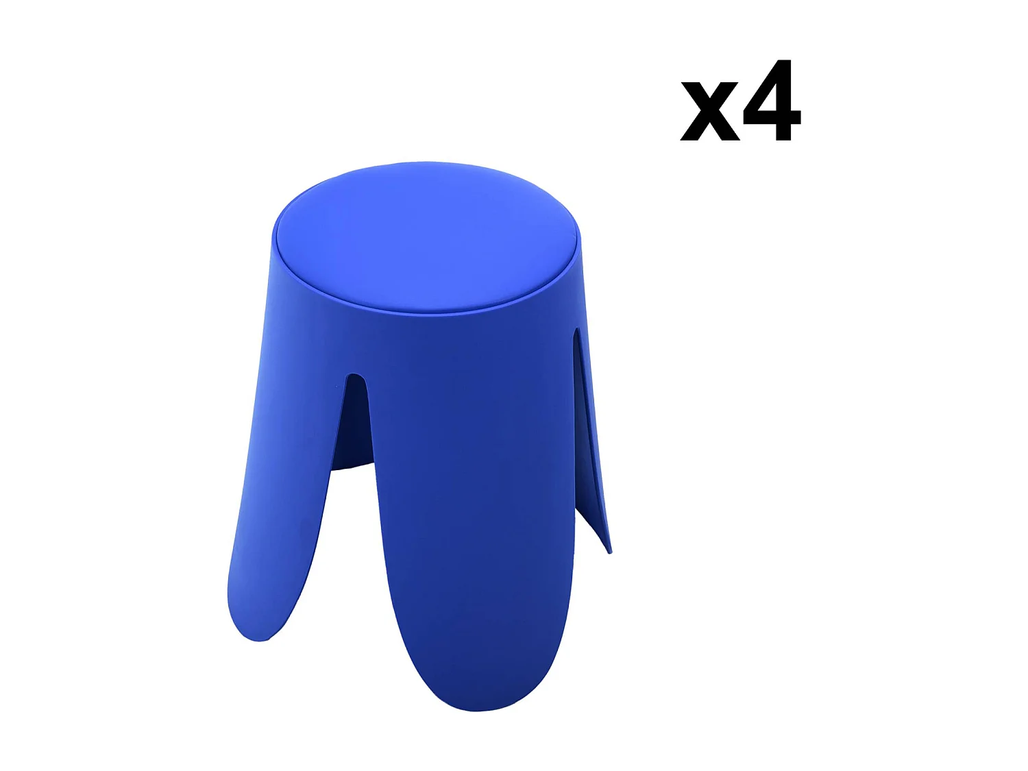 Set 4 sgabelli impilabili in ecopelle, blu