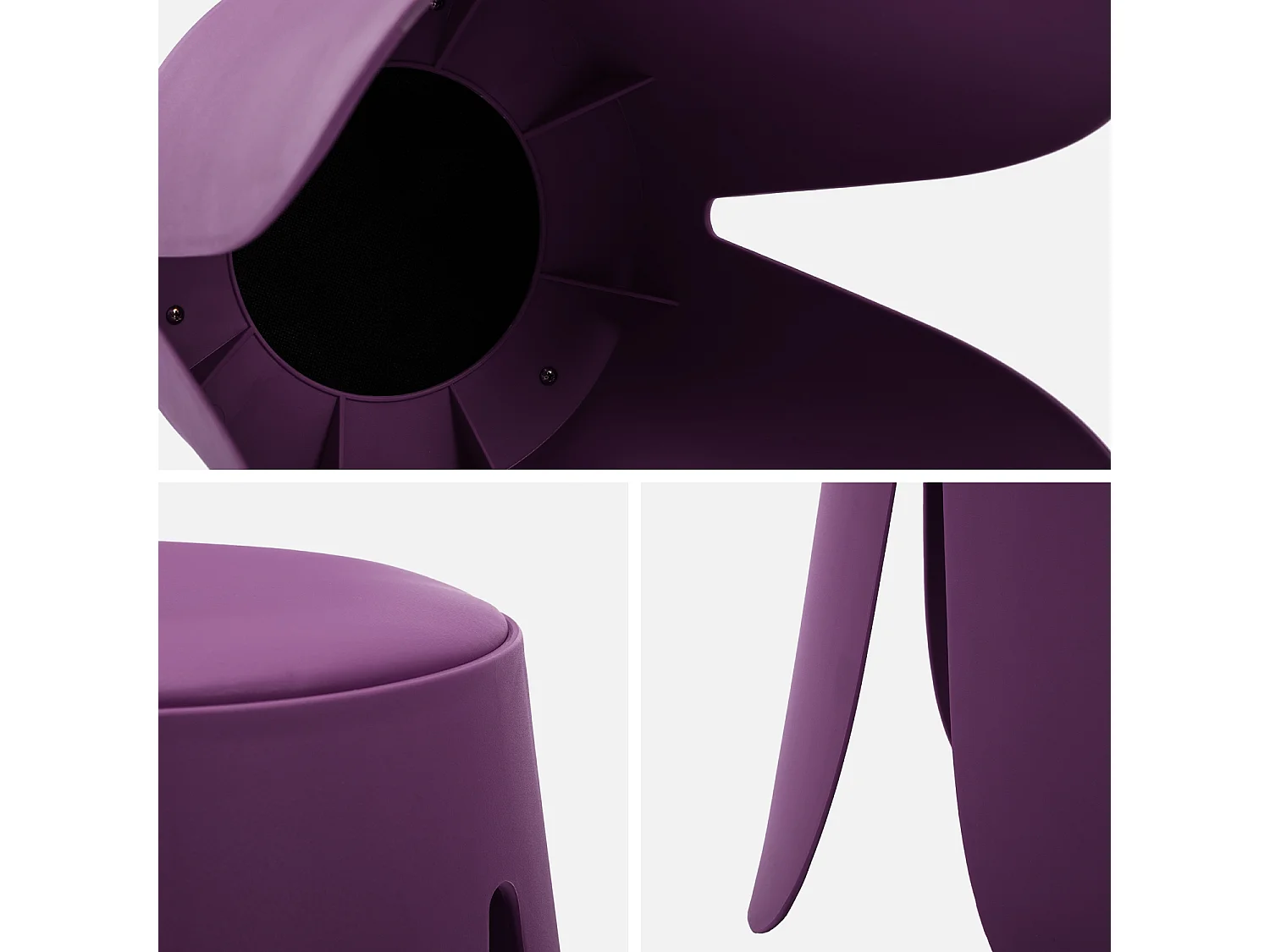 Set 4 sgabelli impilabili in ecopelle, viola