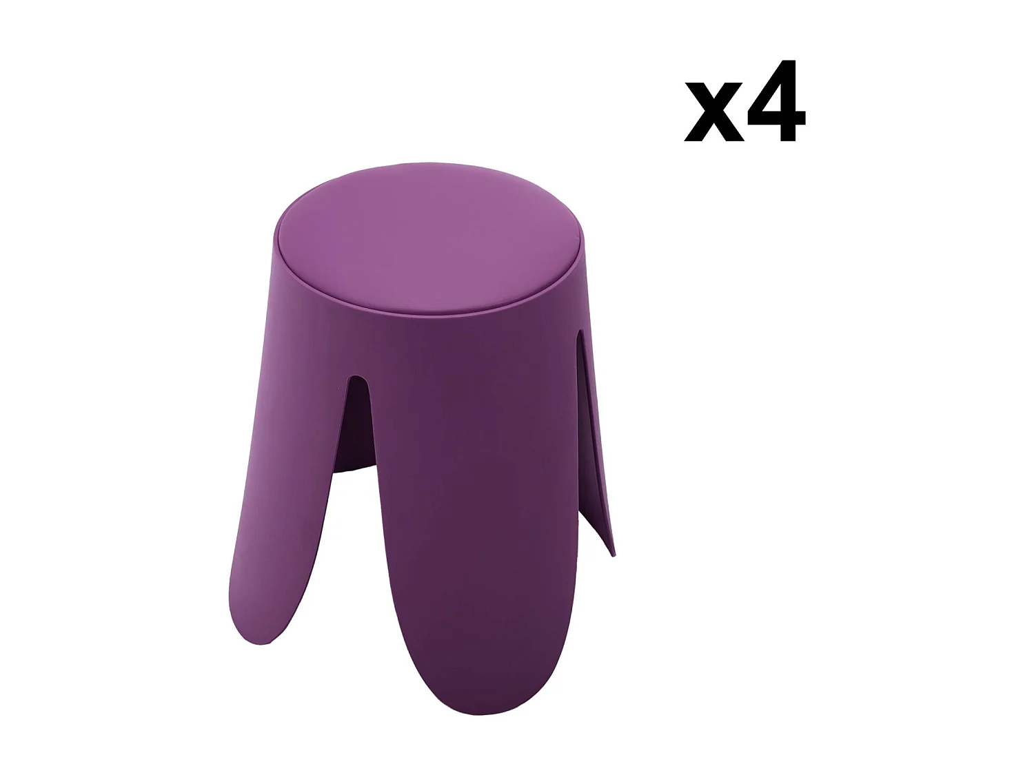 Set 4 sgabelli impilabili in ecopelle, viola
