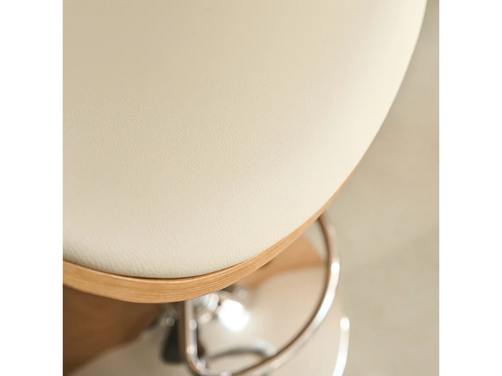 Taburete de bar ajustable curvado en polipiel, set de 2 roble