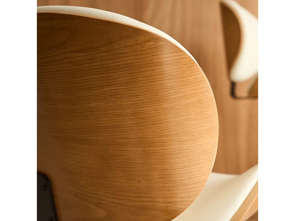 Taburete de bar ajustable curvado en polipiel, set de 2 roble