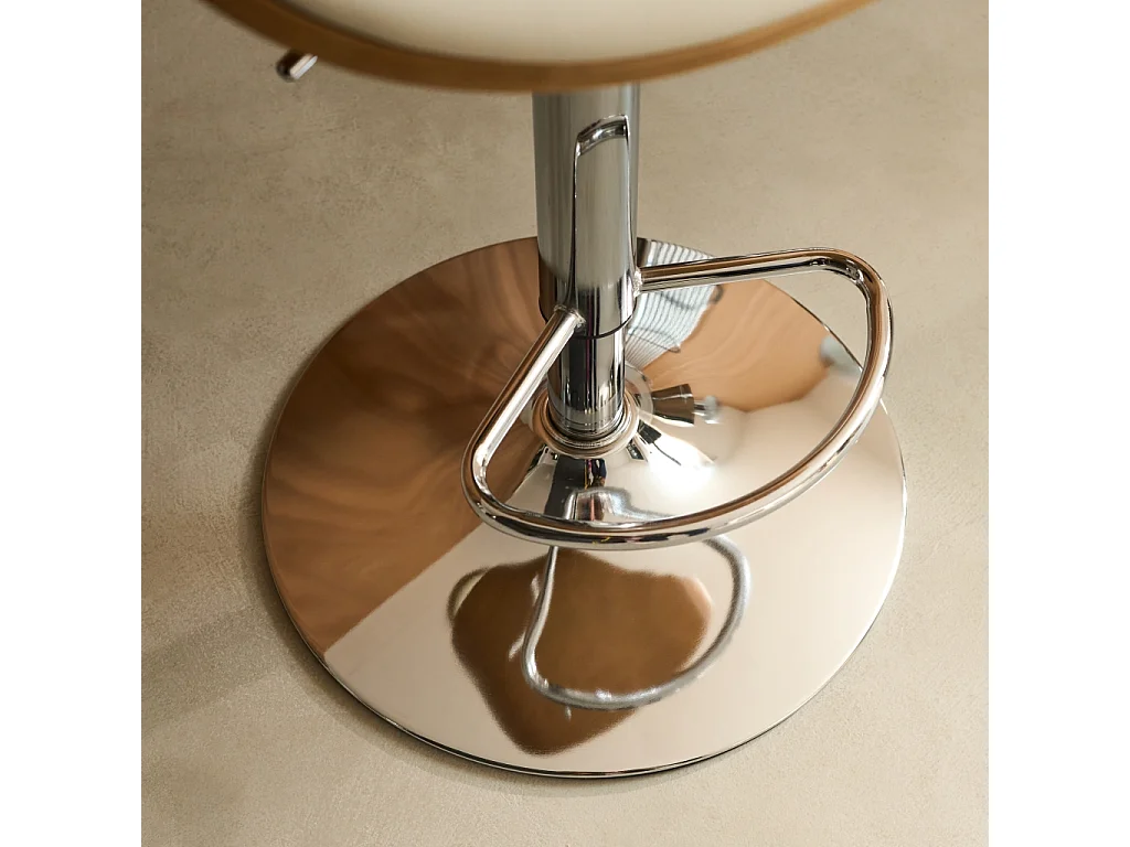 Taburete de bar ajustable curvado en polipiel, set de 2 roble