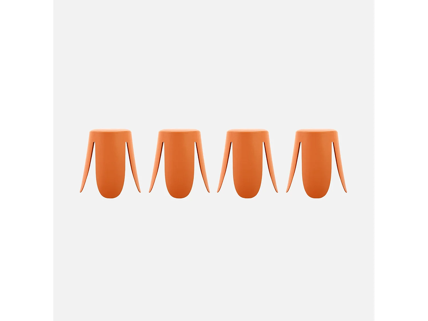 Set 4 sgabelli impilabili in ecopelle, arancione