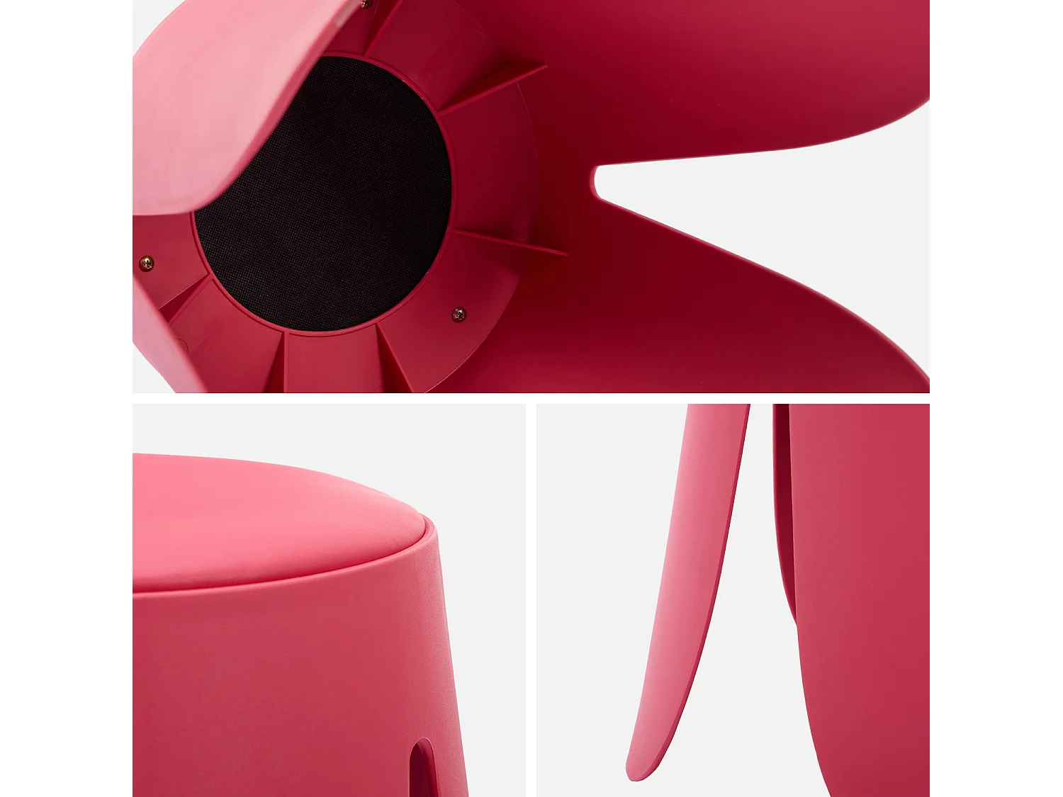 Set de 4 tabourets empilables simili cuir rose. Niki Ø30 / 44 x H46cm