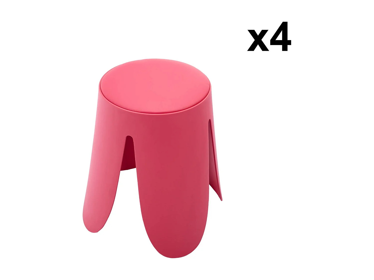 Set de 4 tabourets empilables simili cuir rose. Niki Ø30 / 44 x H46cm