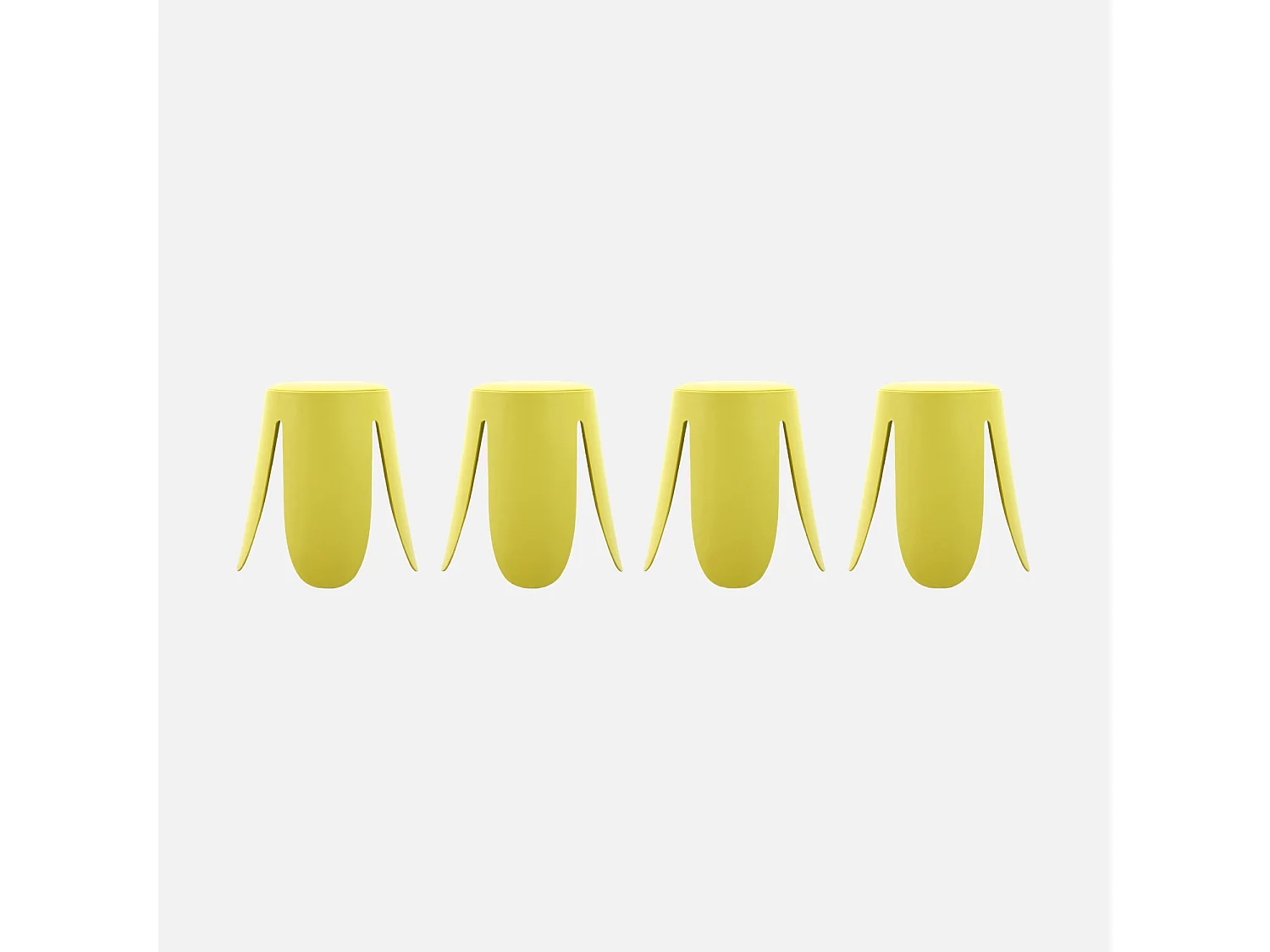 Set de 4 tabourets empilables simili cuir jaune. Niki Ø30 / 44 x H46cm