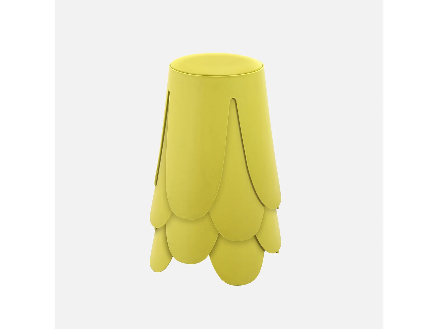 Set de 4 tabourets empilables simili cuir jaune. Niki Ø30 / 44 x H46cm