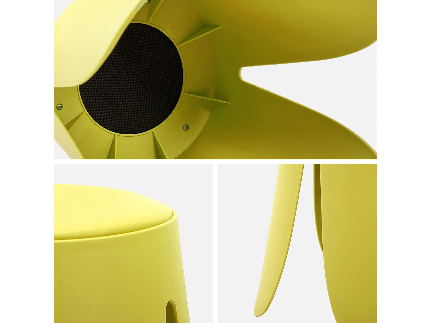 Set de 4 tabourets empilables simili cuir jaune. Niki Ø30 / 44 x H46cm