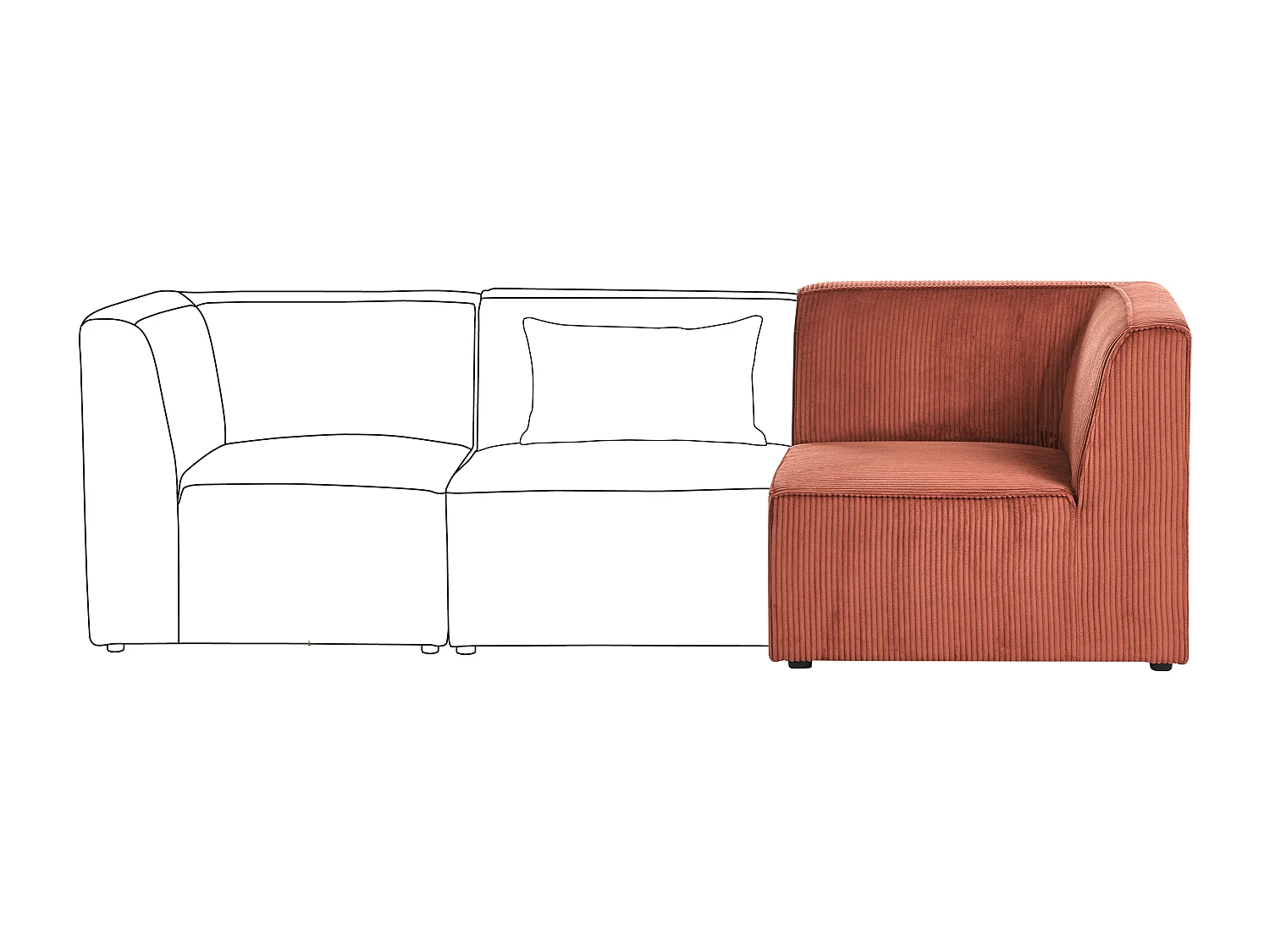 Module d'angle LEMVIG Velours côtelé Marron doré Côté droit