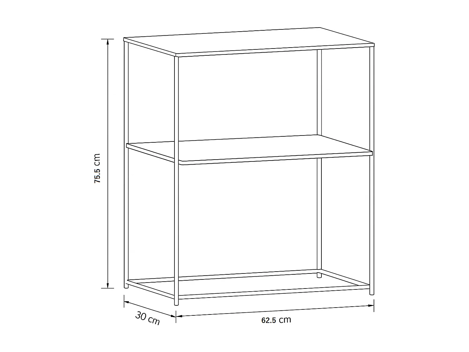 Estantería con 2 estantes acabado roble 76x63x60 cm estilo industrial color beige Kraft II
