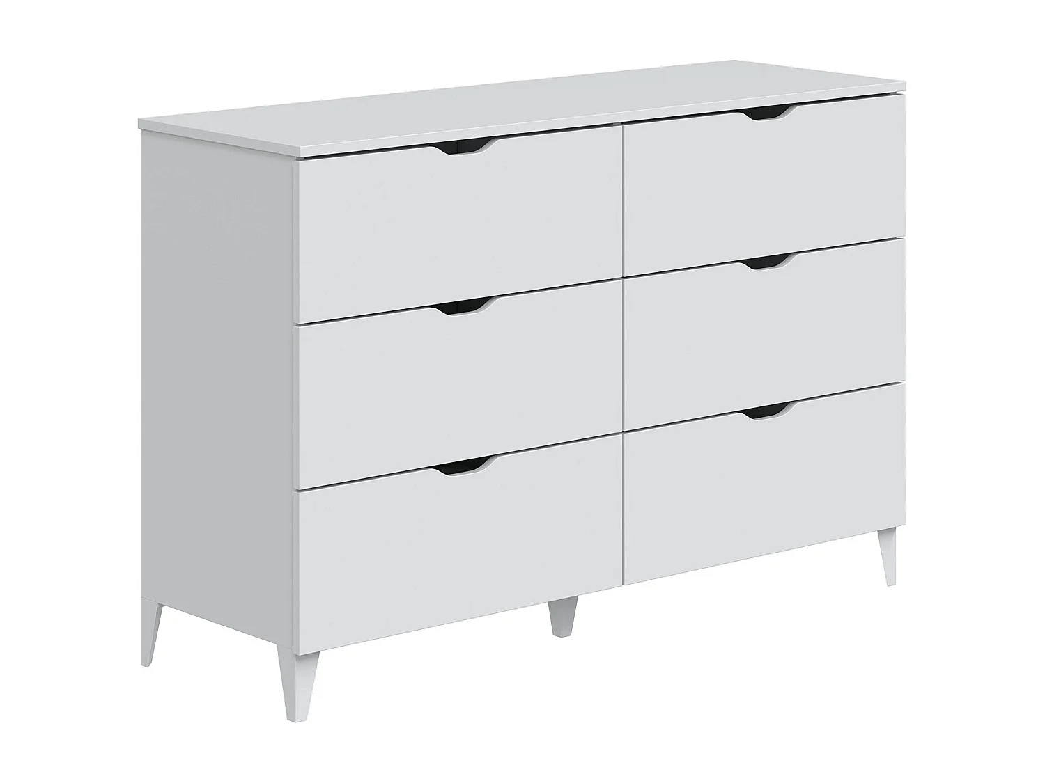 Cómoda con 6 cajones 80x119x40 cm de tablero de partículas melaminizado color blanco Ares