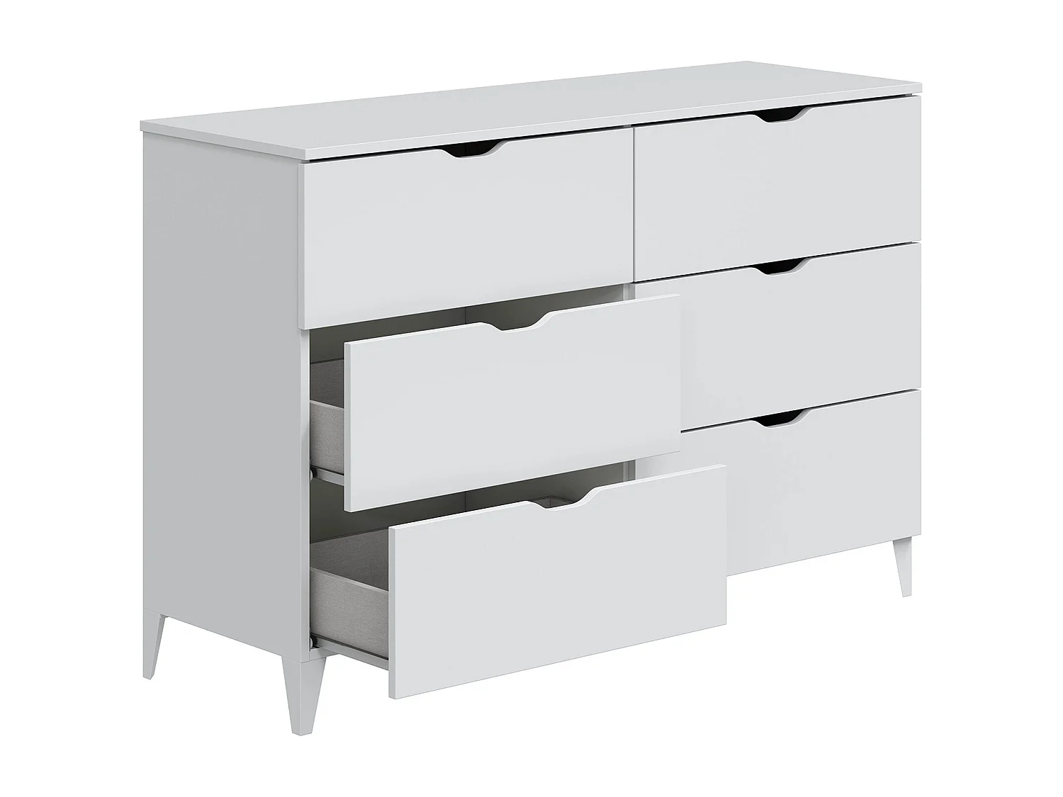 Cómoda con 6 cajones 80x119x40 cm de tablero de partículas melaminizado color blanco Ares