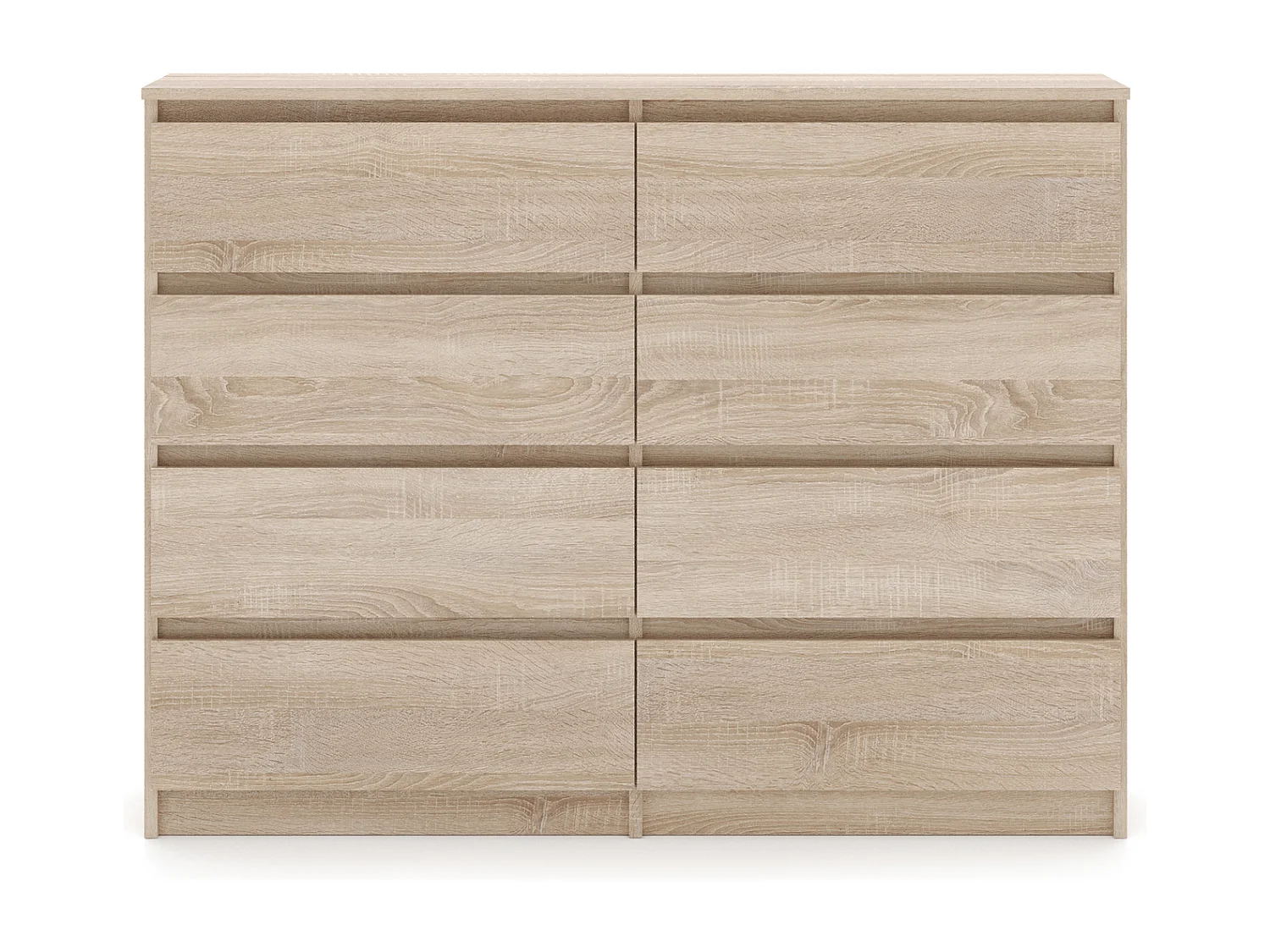 Semplice comò 120 cm in quercia Sonoma con 8 cassetti