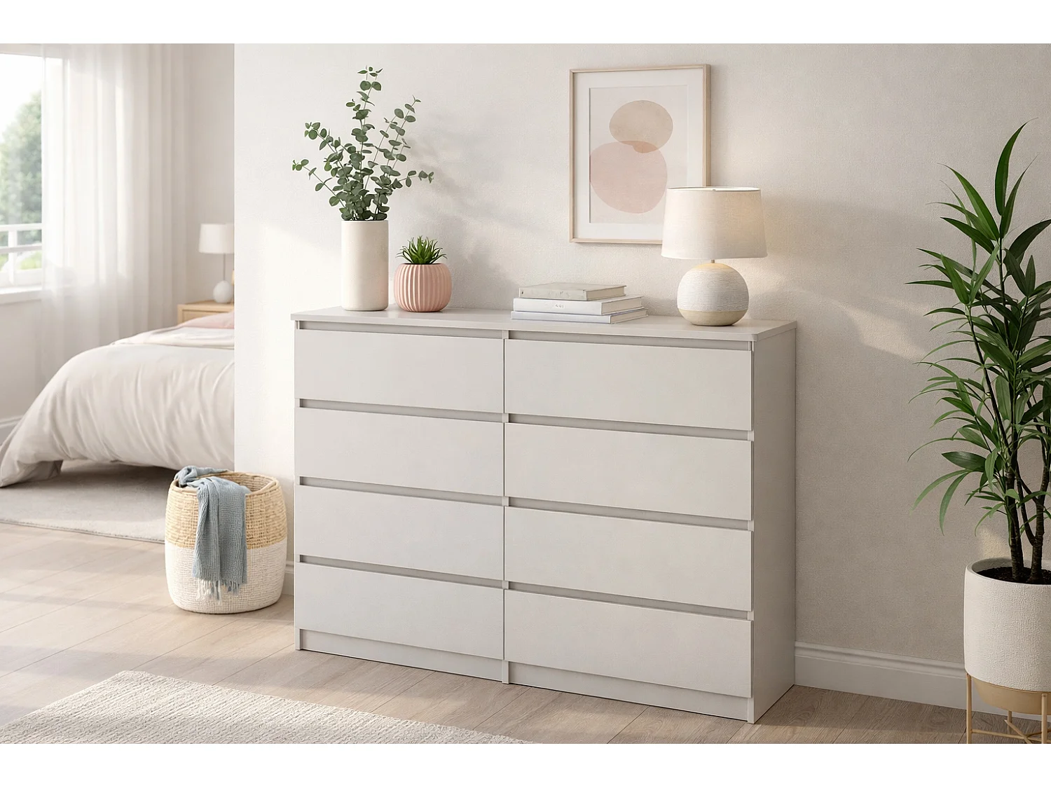 Comò, semplice 120 cm in cashmere/cashmere lucido con 8 cassetti