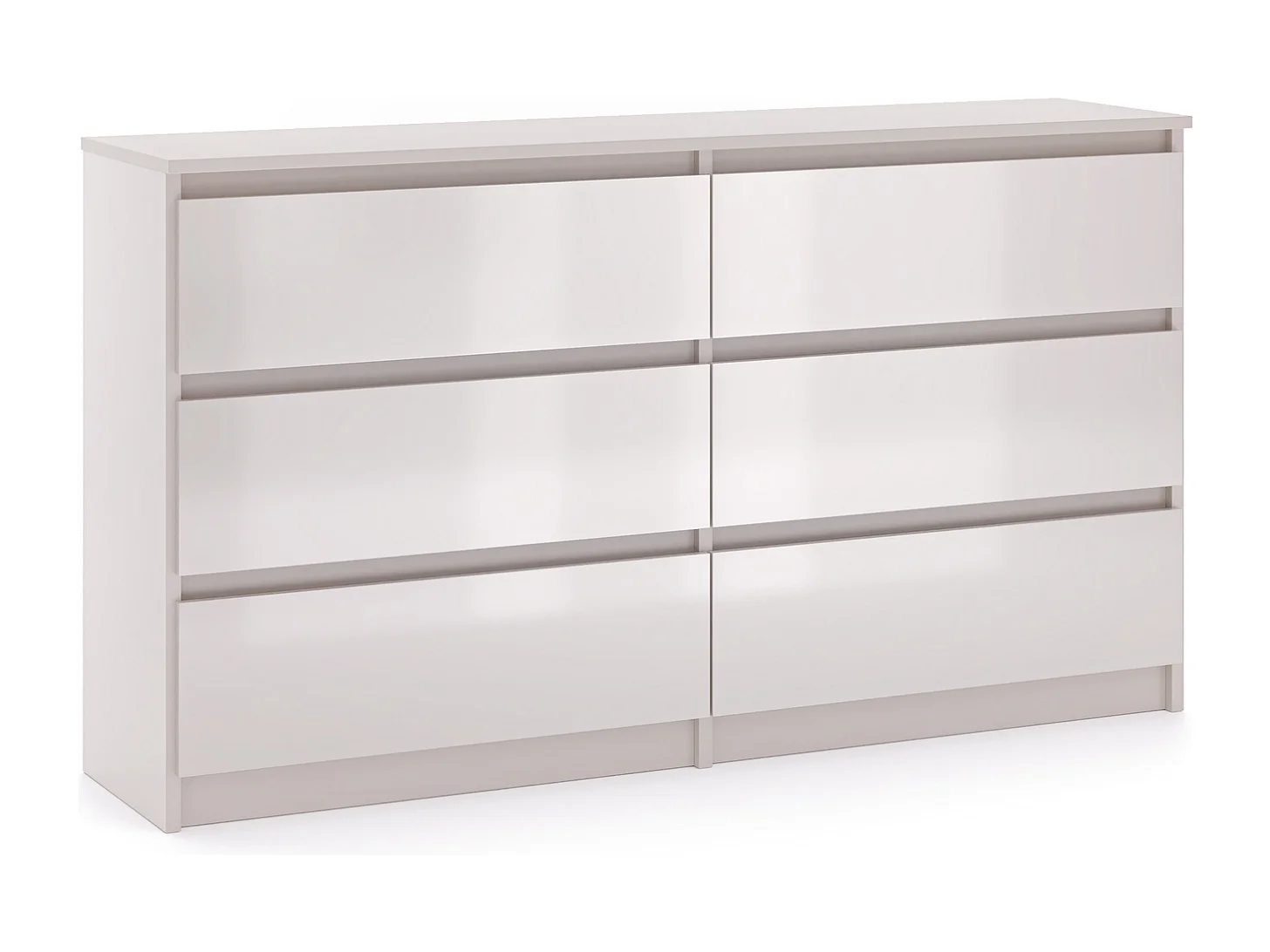 Comò, semplice 120 cm in cashmere/cashmere lucido con 6 cassetti