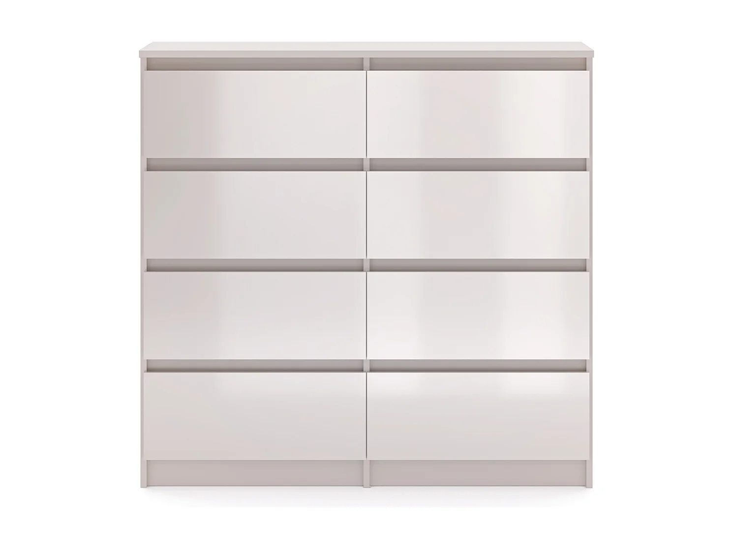 Comò Semplice 100 cm in cashmere/cashmere lucido con 8 cassetti