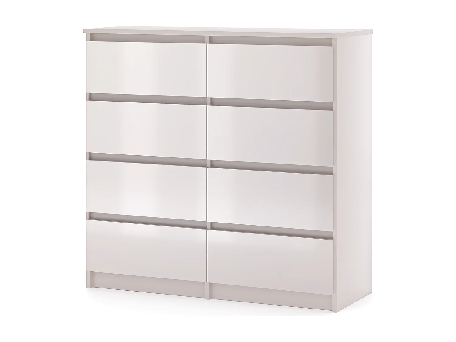 Comò Semplice 100 cm in cashmere/cashmere lucido con 8 cassetti