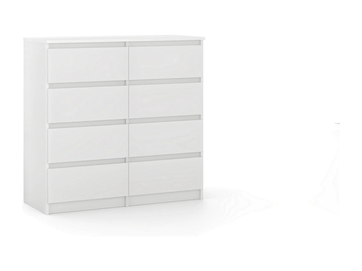 Comò, semplice 100 cm in bianco con 8 cassetti