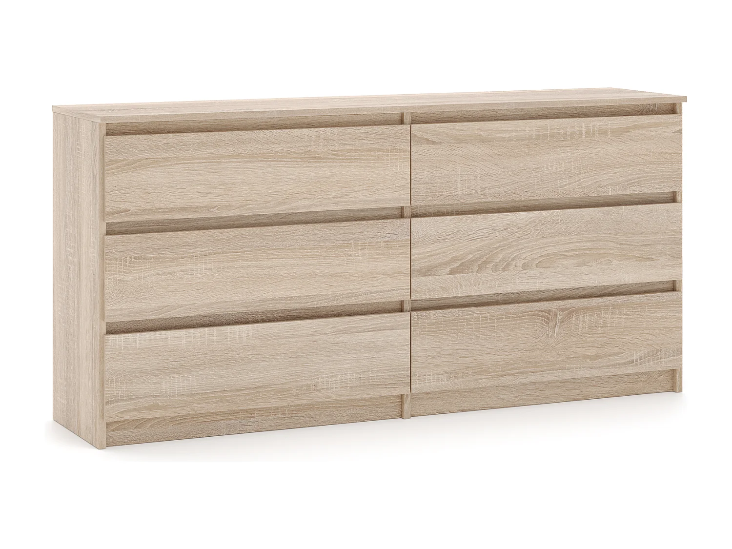 Eenvoudige ladekast 140 cm in sonoma-eik met 6 lades