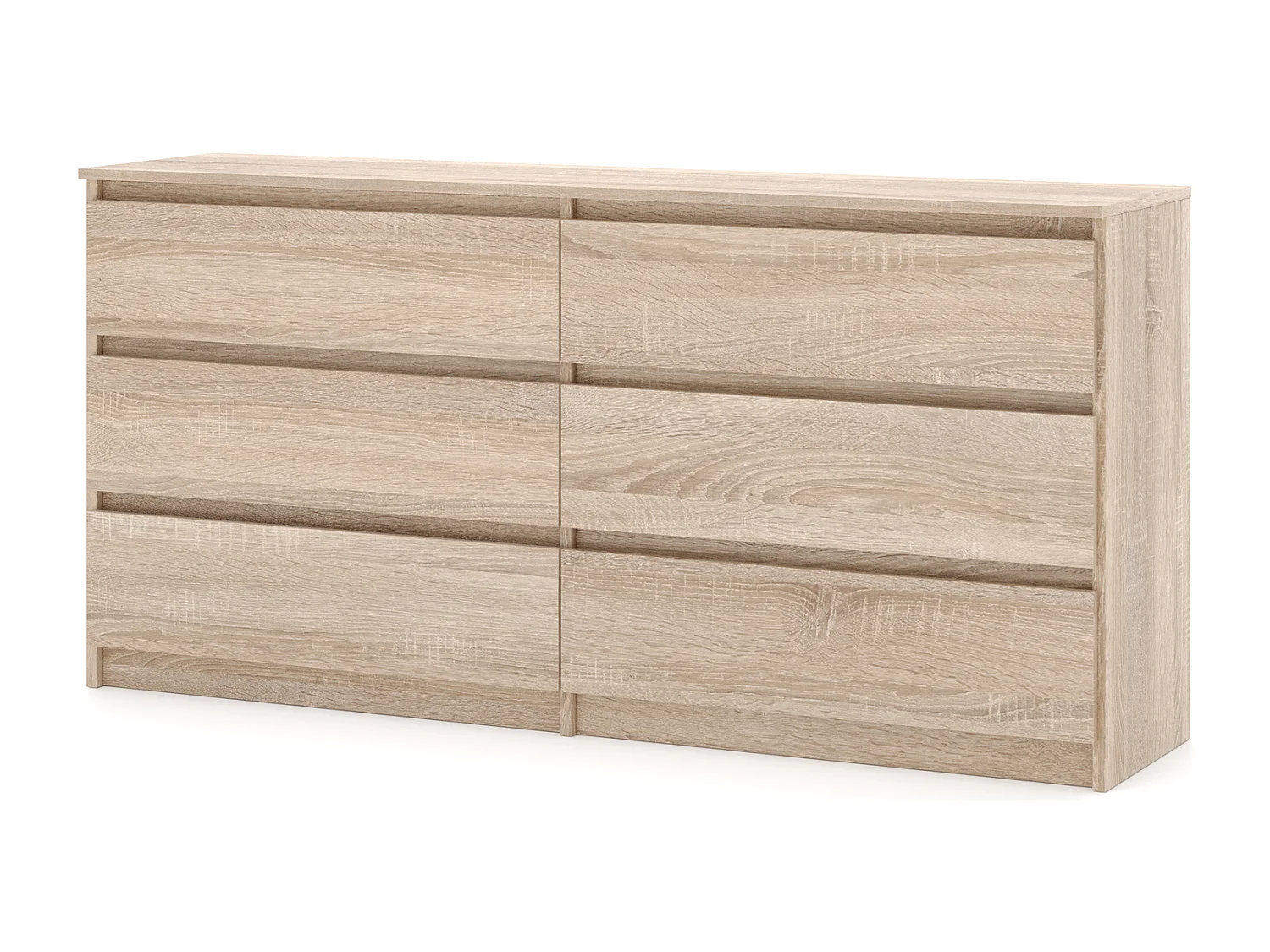 Eenvoudige ladekast 140 cm in sonoma-eik met 6 lades