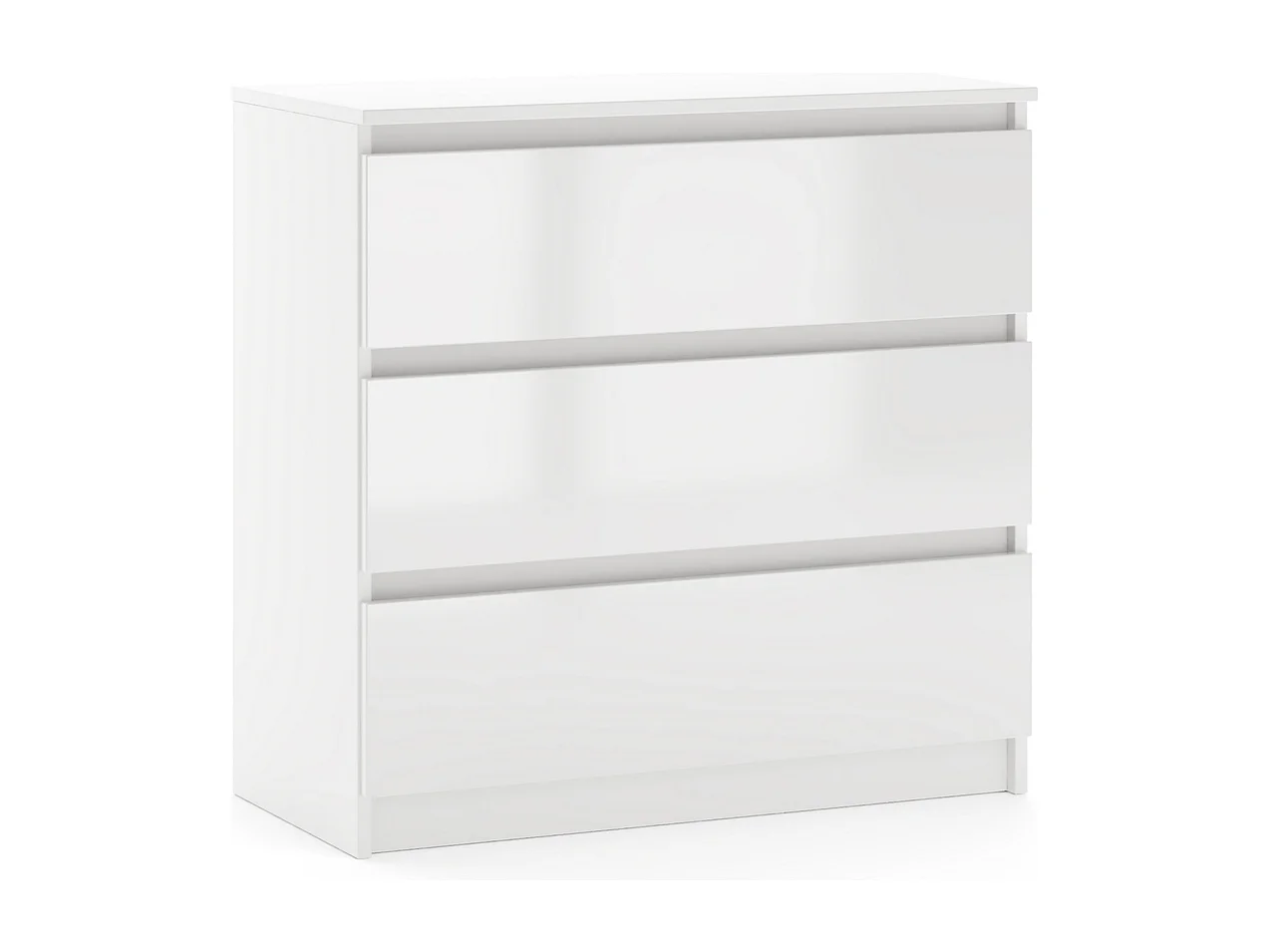 Simple chest of drawers 80 cm white/gloss white with 3 drawers