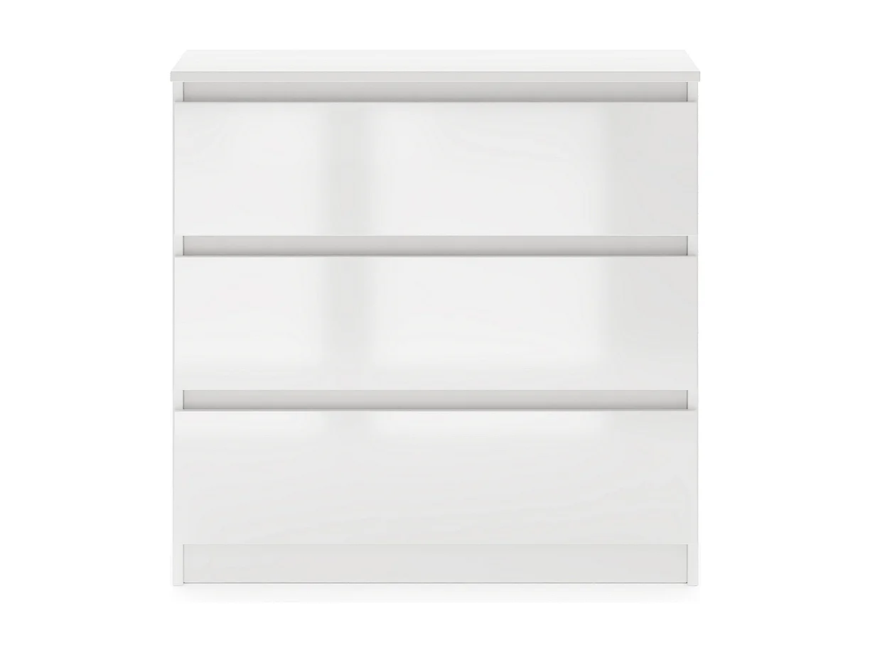 Simple chest of drawers 80 cm white/gloss white with 3 drawers