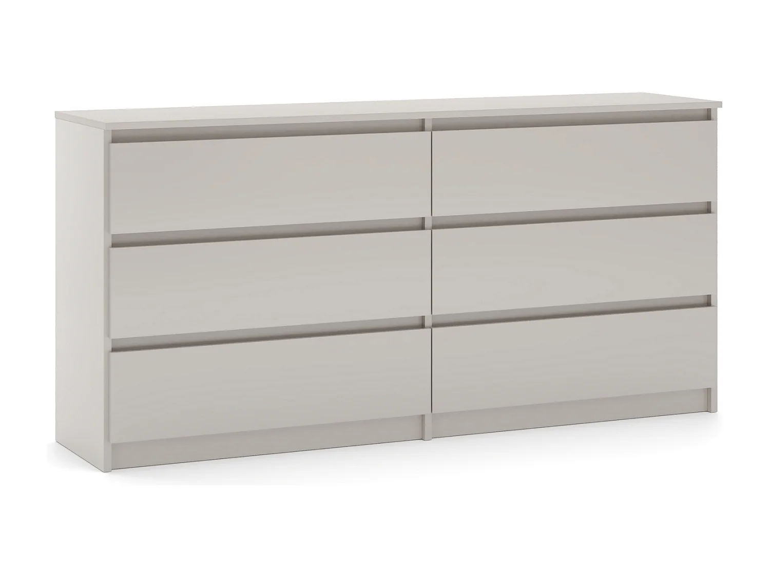 Eenvoudige ladekast 140 cm in kasjmier met 6 lades