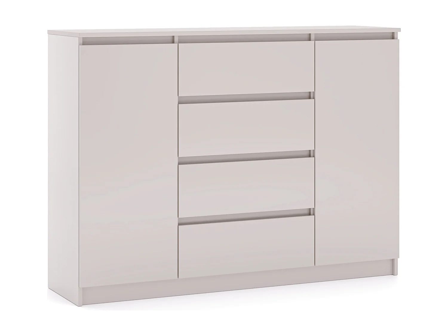 Commode Simple 140 cm couleur cachemire, 2 portes 4 tiroirs
