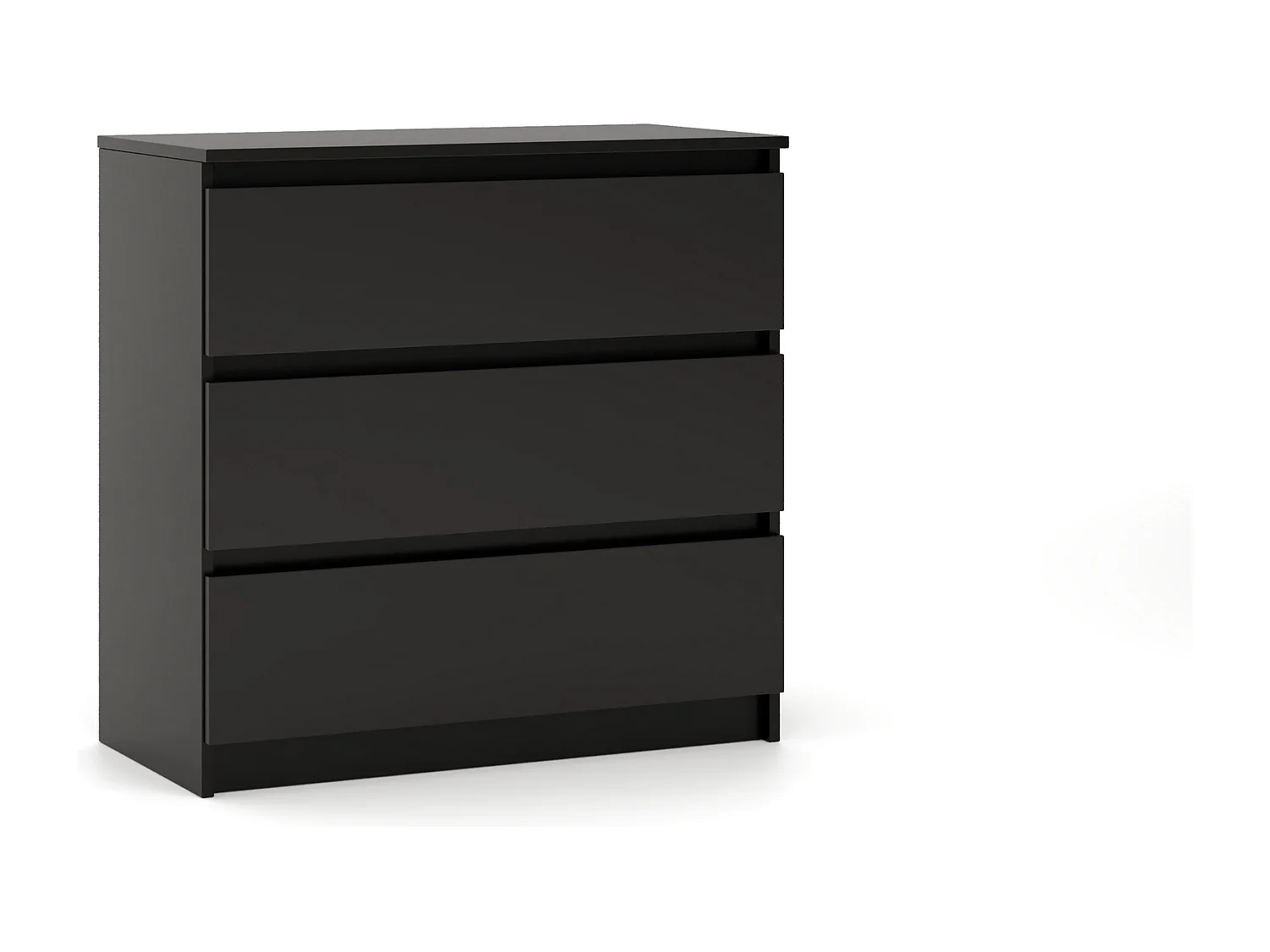Comò Semplice 80 cm in nero con 3 cassetti