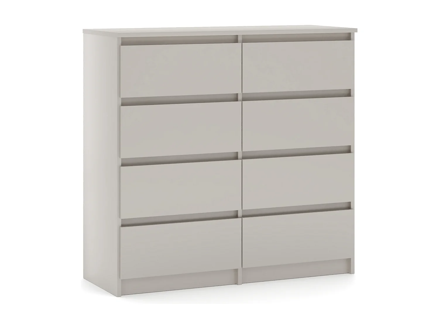 Semplice cassettone di 120 cm in cashmere con 8 cassetti