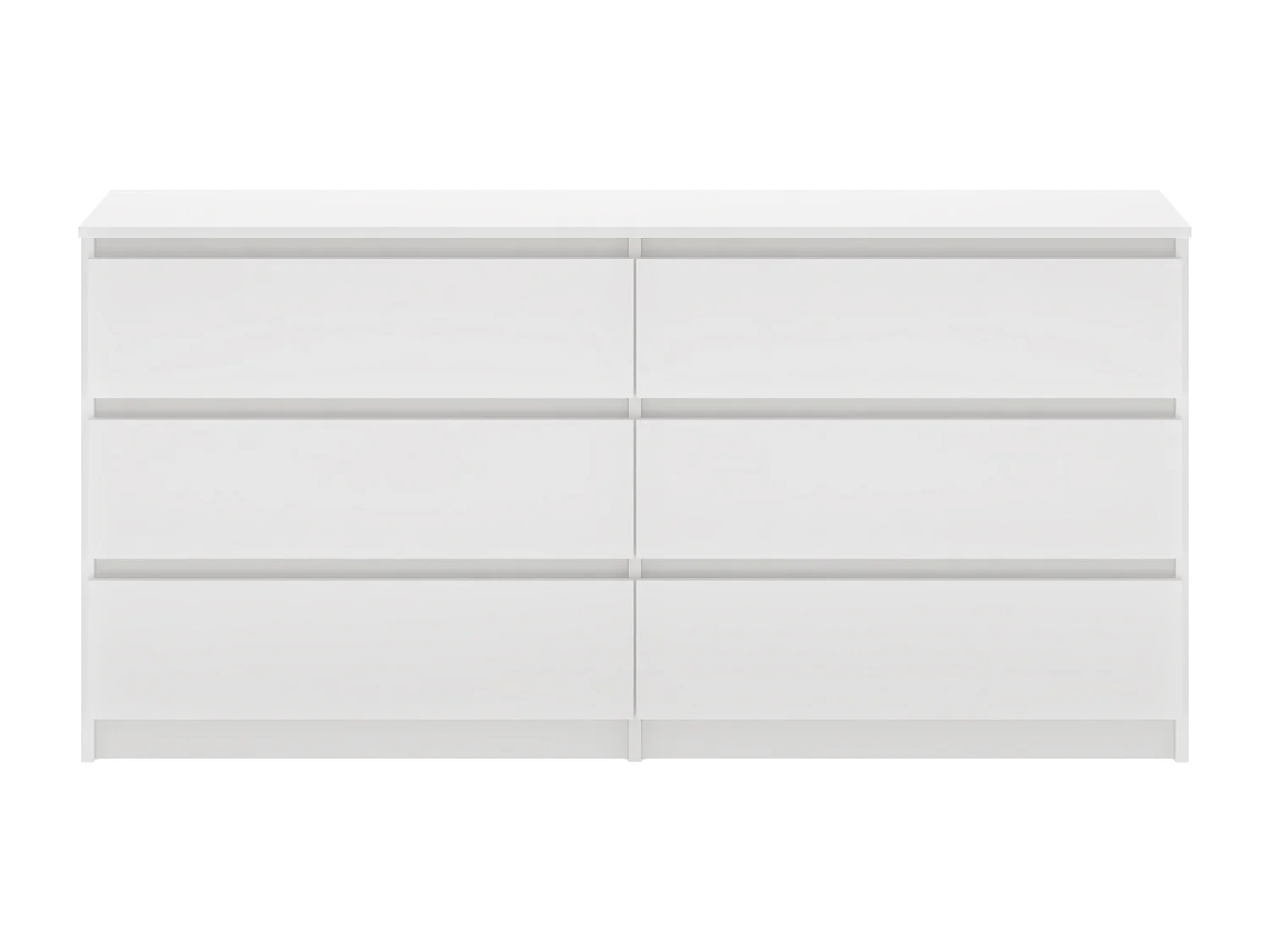 Commode Simple 140 cm en blanc avec 6 tiroirs