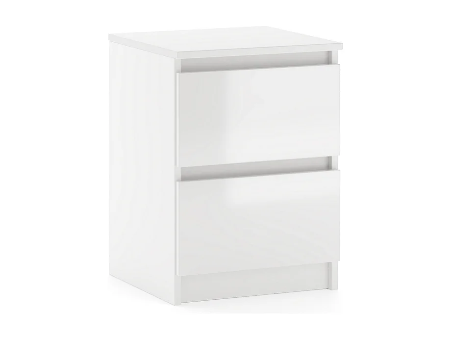 Eenvoudige ladekast 40 cm in wit/glanzend wit met 2 lades