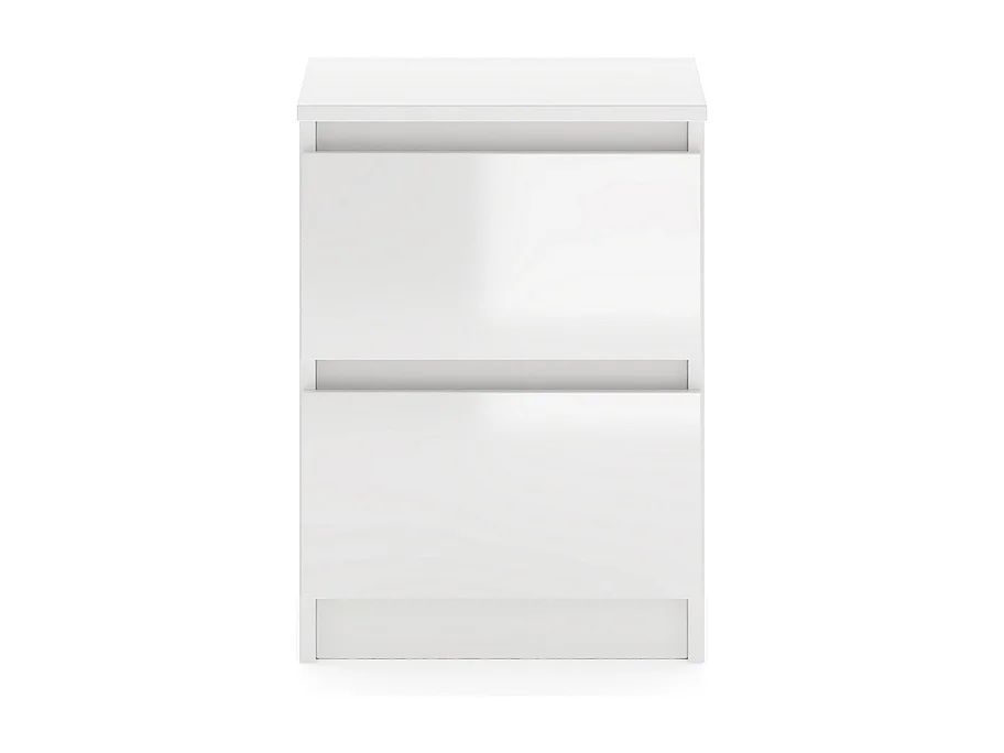 Eenvoudige ladekast 40 cm in wit/glanzend wit met 2 lades