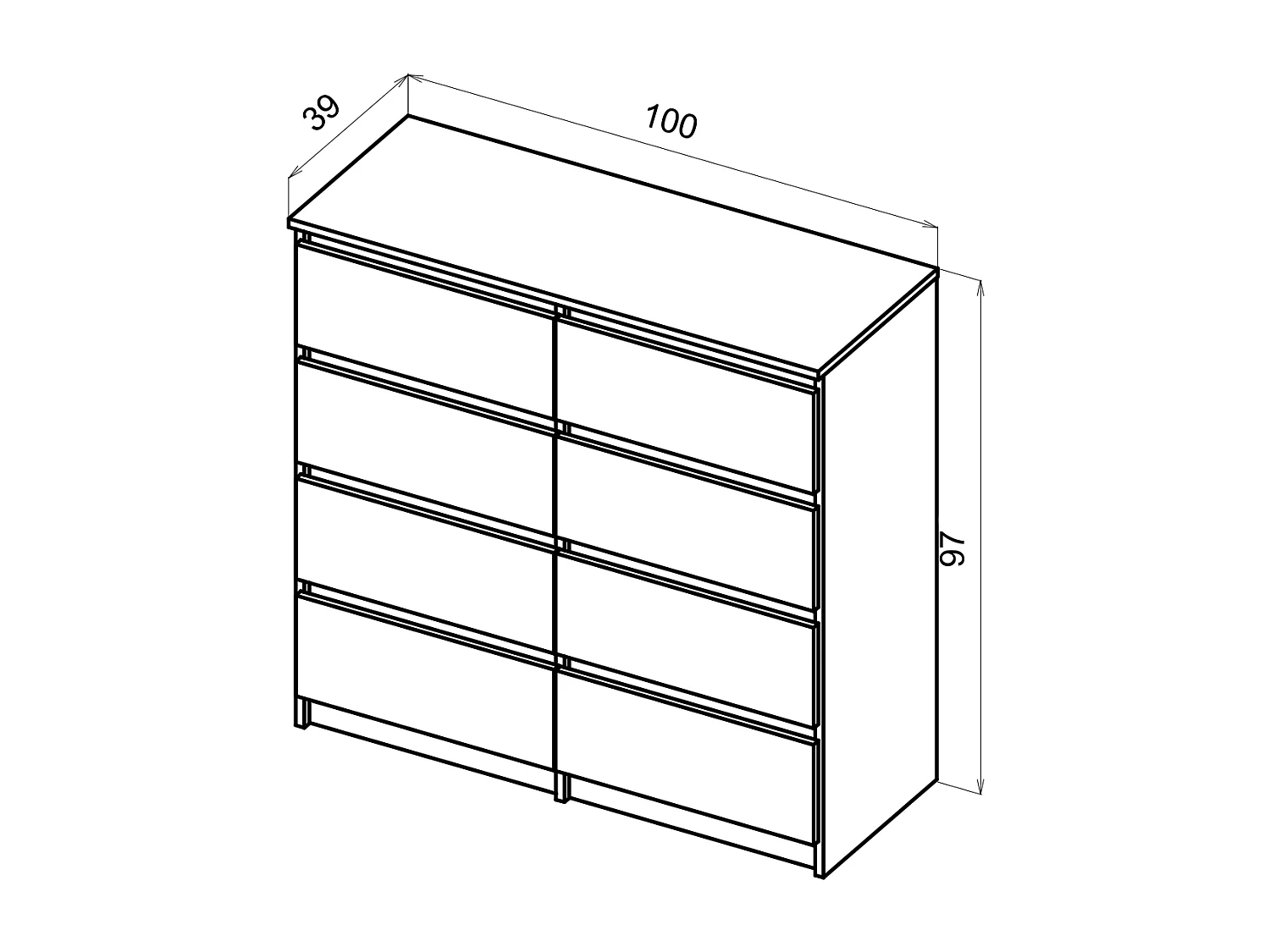 Semplice comòda 100 cm in quercia Sonoma con 8 cassetti