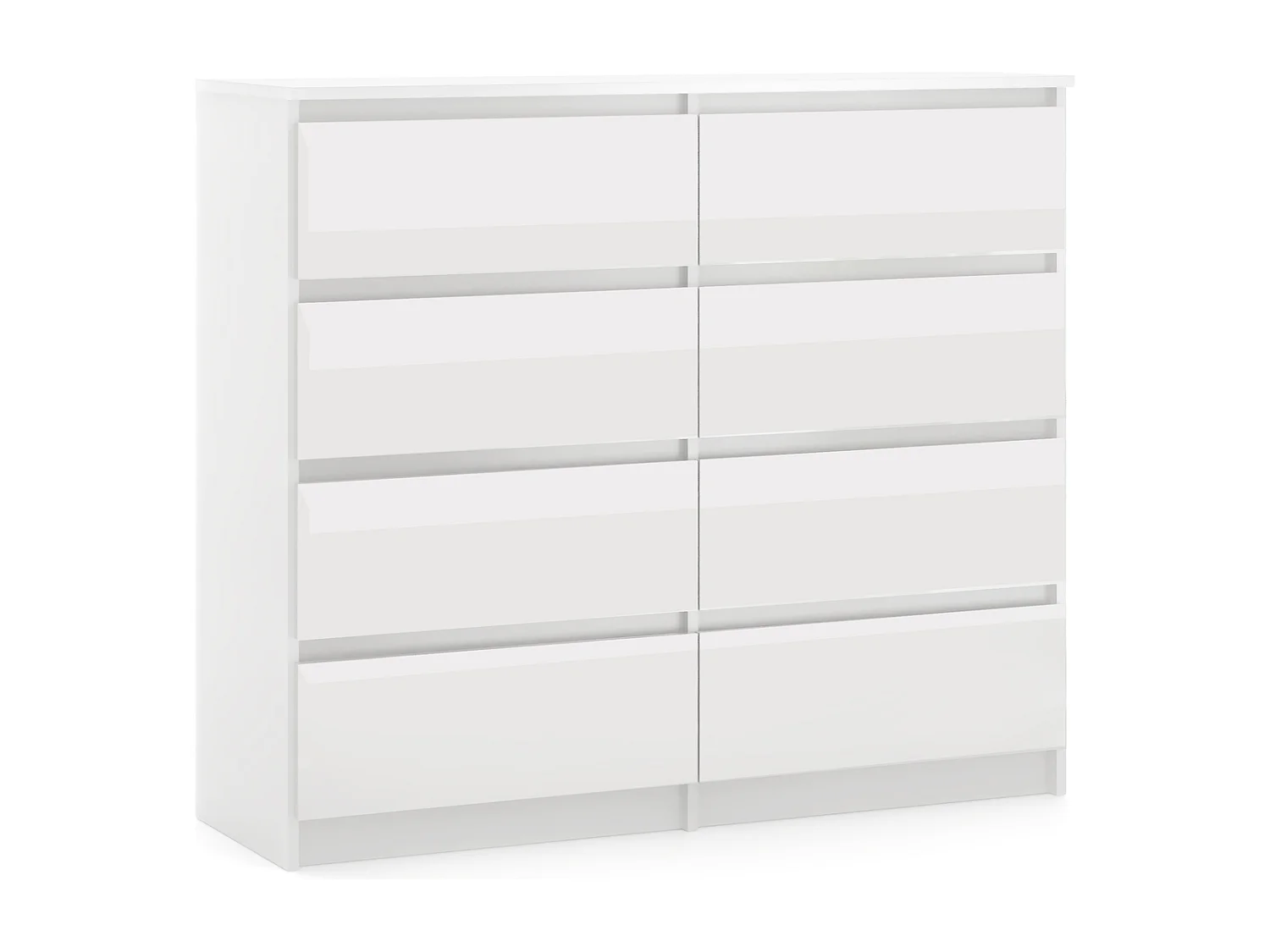 Comò Semplice bianco/lucido da 100 cm con 8 cassetti