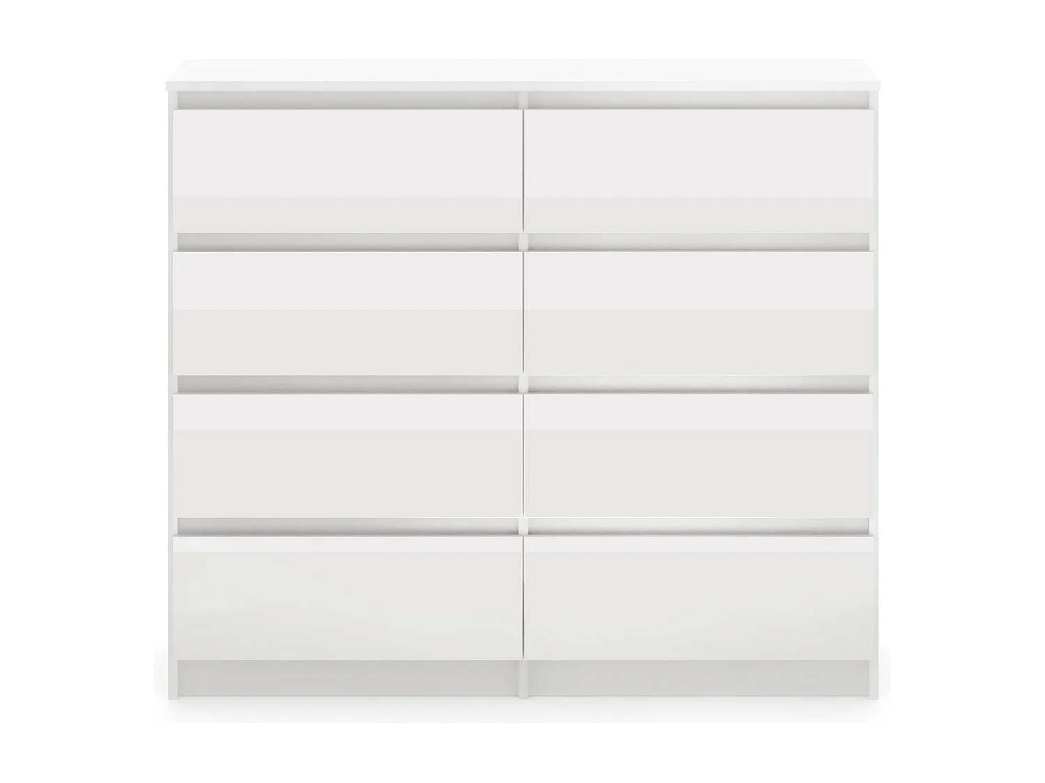 Comò Semplice bianco/lucido da 100 cm con 8 cassetti