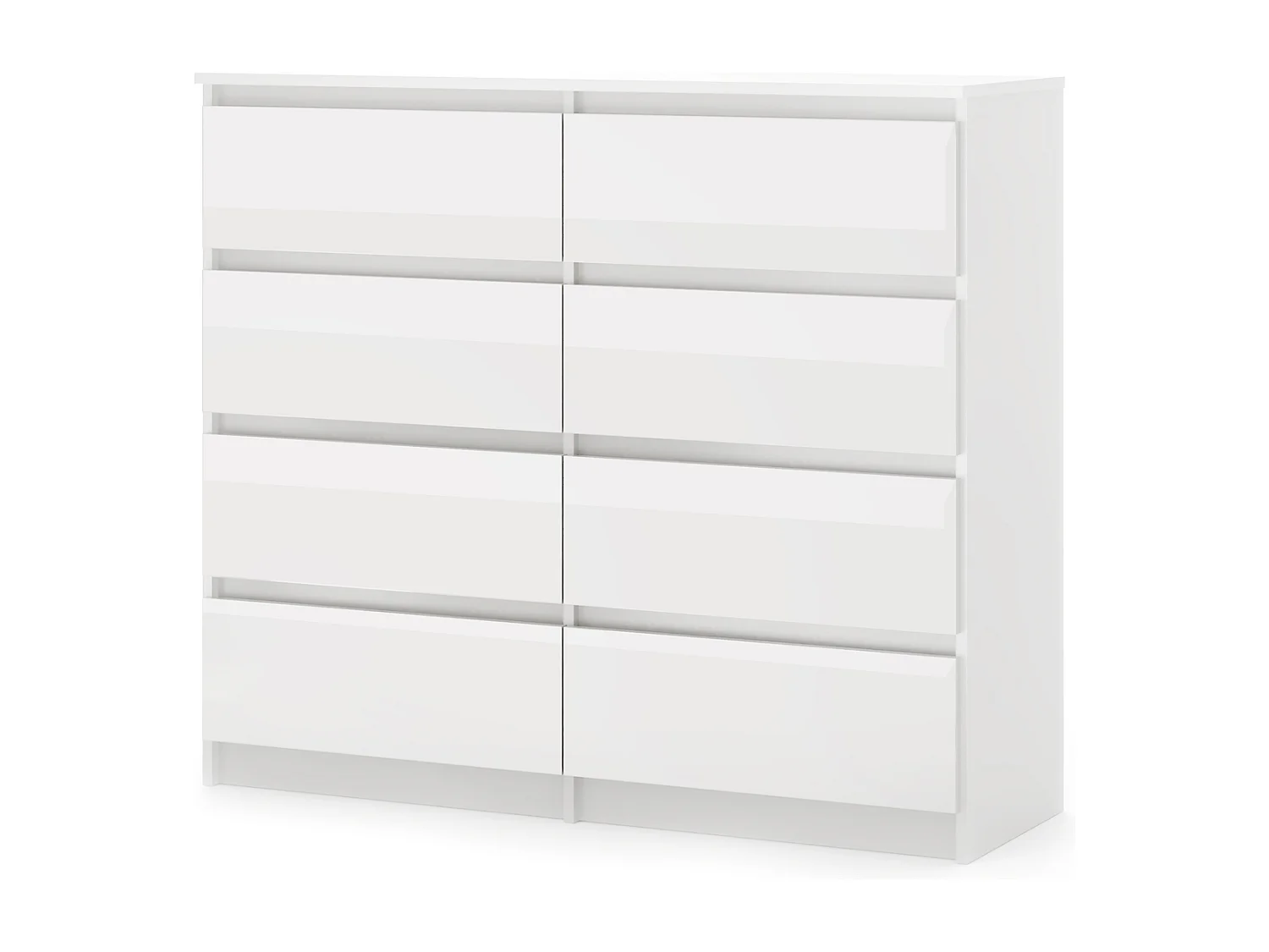 Comò Semplice bianco/lucido da 100 cm con 8 cassetti