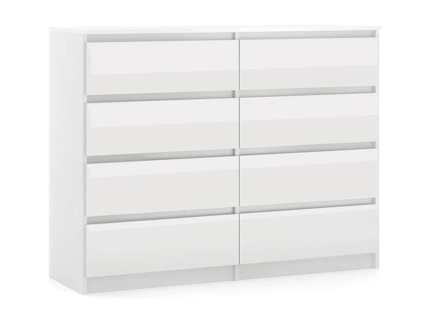 Comò semplice 120 cm bianco/lucido con 8 cassetti