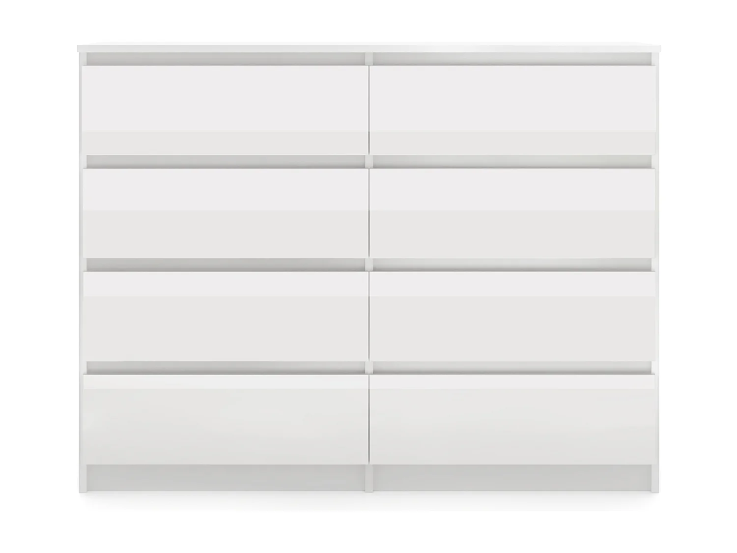 Comò semplice 120 cm bianco/lucido con 8 cassetti