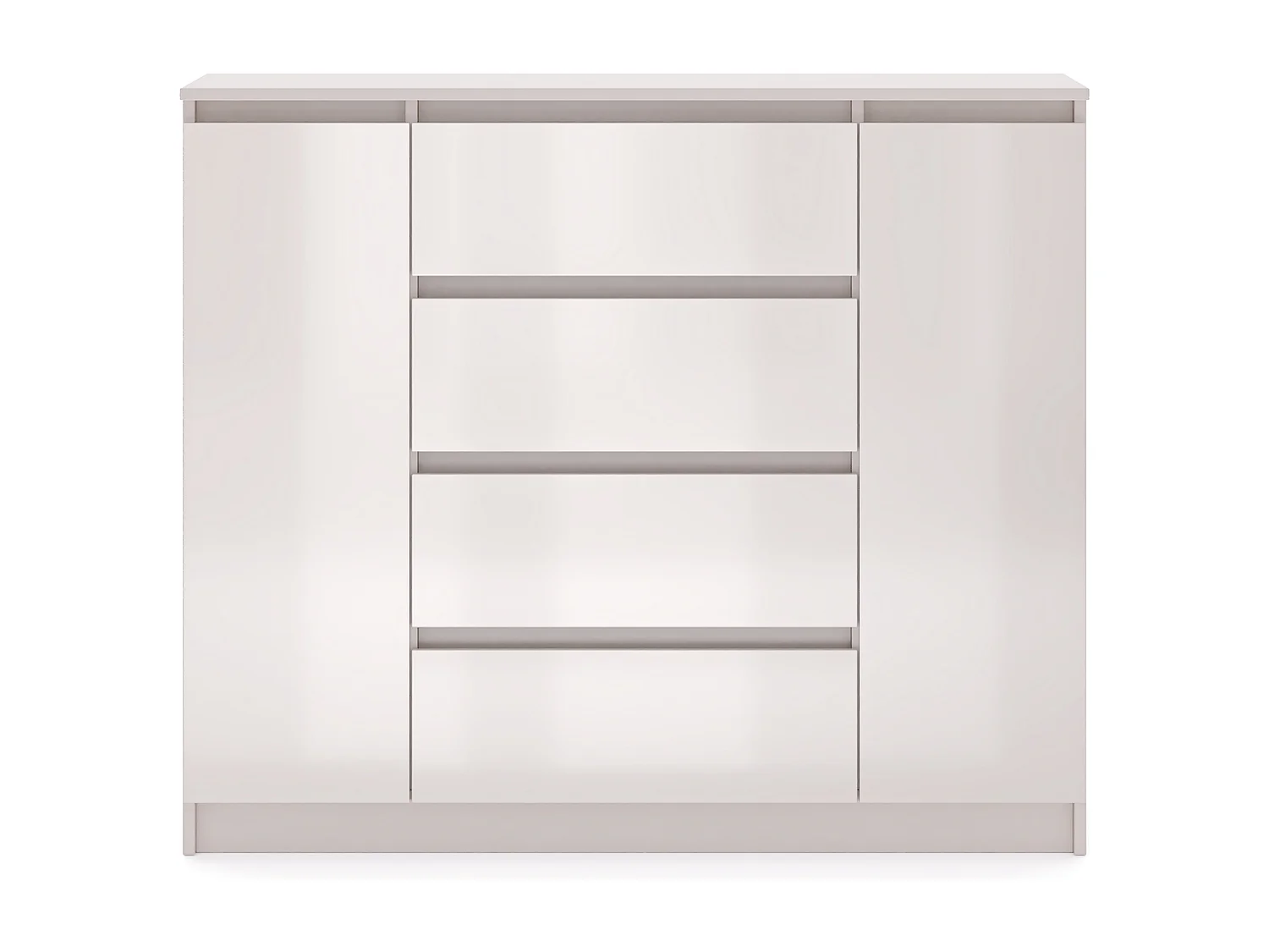 Ladekast Eenvoudig 120cm in kasjmier/kasjmier glans 2 deuren 4 lades