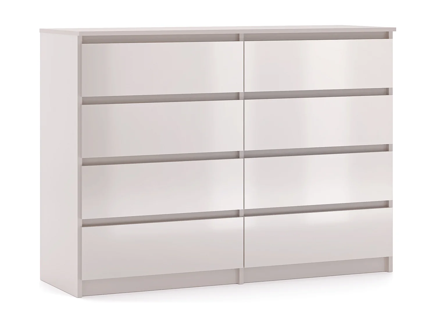 Comò, Semplice 140 cm in cashmere/cashmere lucido con 8 cassetti