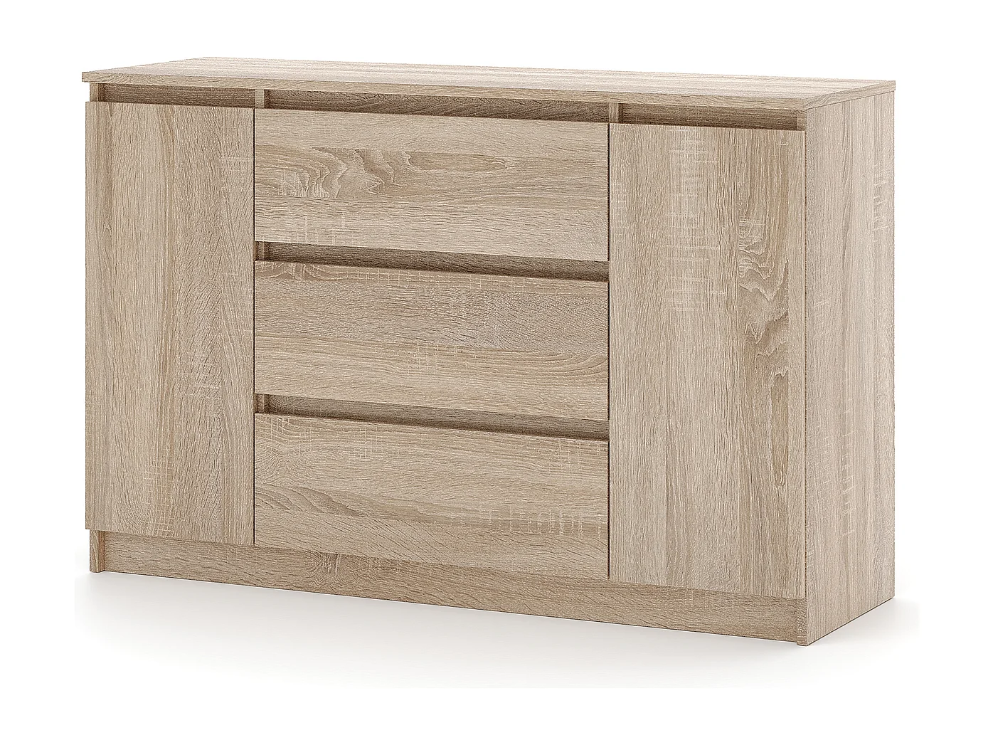 Ladekast Eenvoudige 120cm Sonoma eikenhout 2 deuren 3 lades