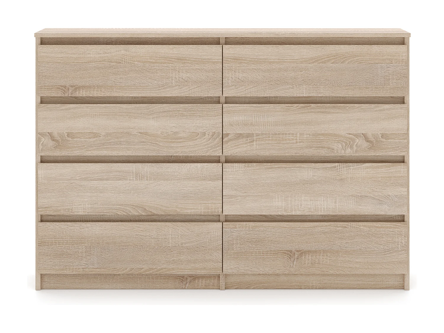 Semplice comò, 140 cm in quercia Sonoma con 8 cassetti