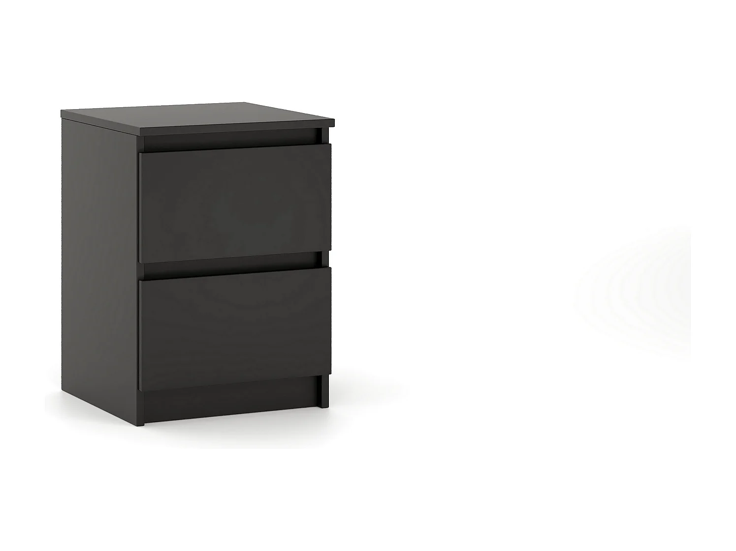 Eenvoudige ladekast 40 cm in zwart met 2 lades