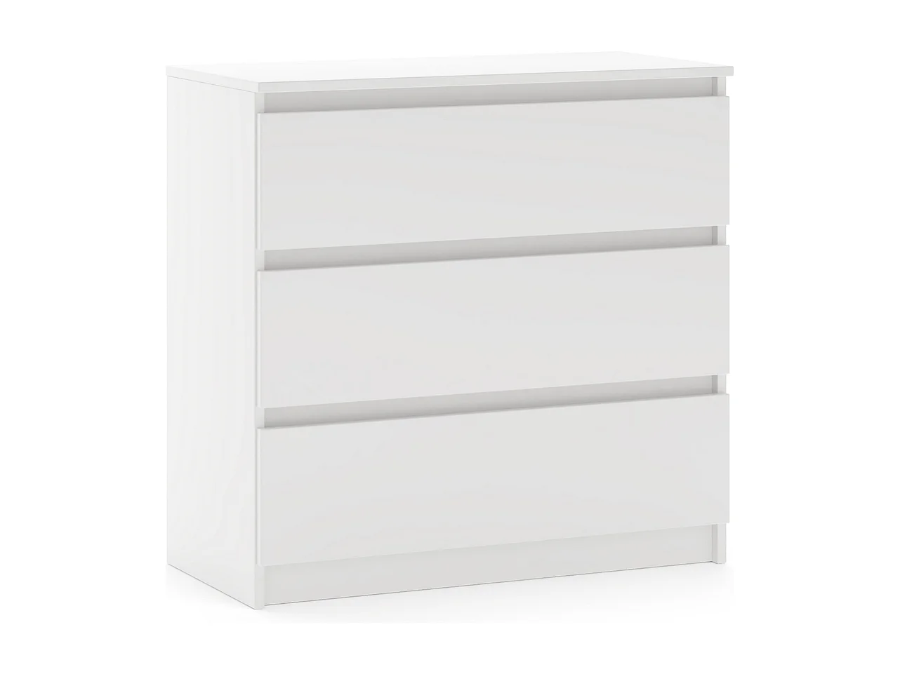 Comò, semplice 80 cm in bianco, con 3 cassetti